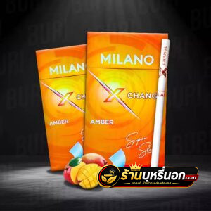 บุหรี่นอก Milano มิลาโน่ มะม่วง มวนสลิม (1 เม็ดบีบ)